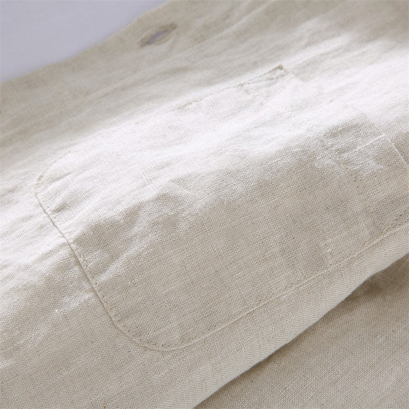 Simple Pure Linen Long Sleeve Shirt