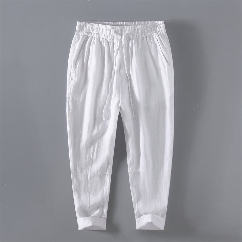 Casual Pure Linen Drawstring Pants