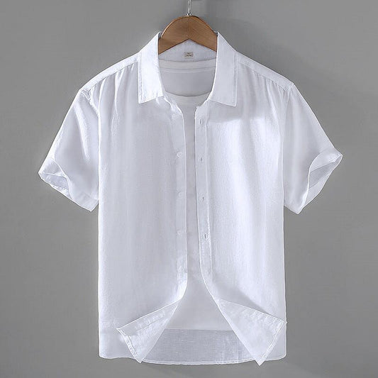 Linen Short Sleeve Shirt - Square Collar