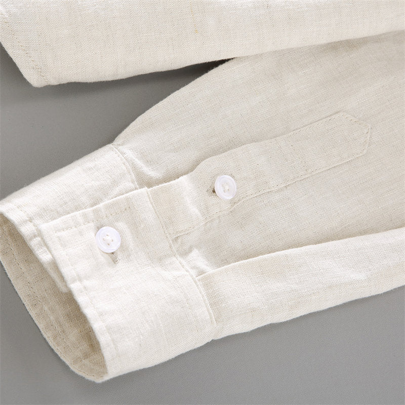 Simple Pure Linen Long Sleeve Shirt