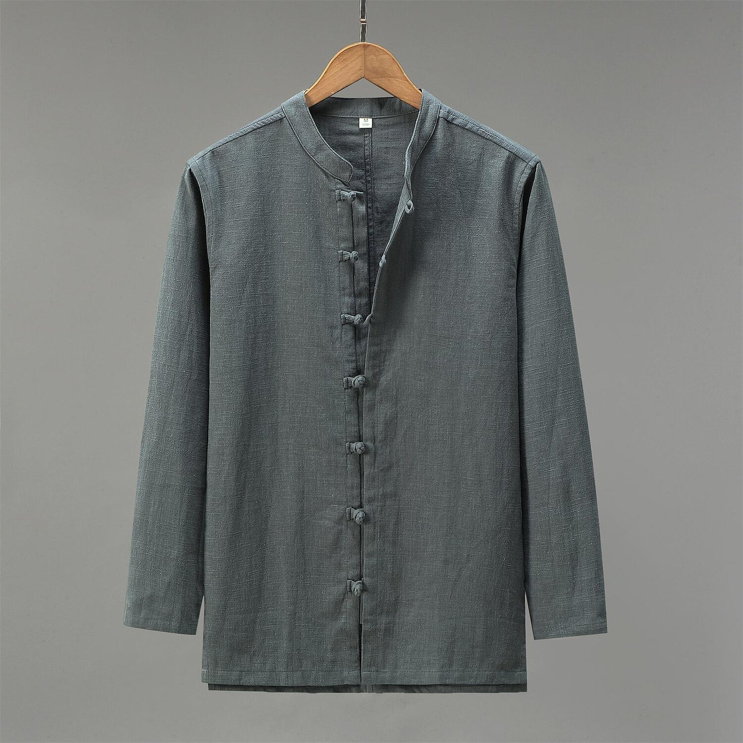 Vintage Loose Fit Linen Shirt - Stand Collar