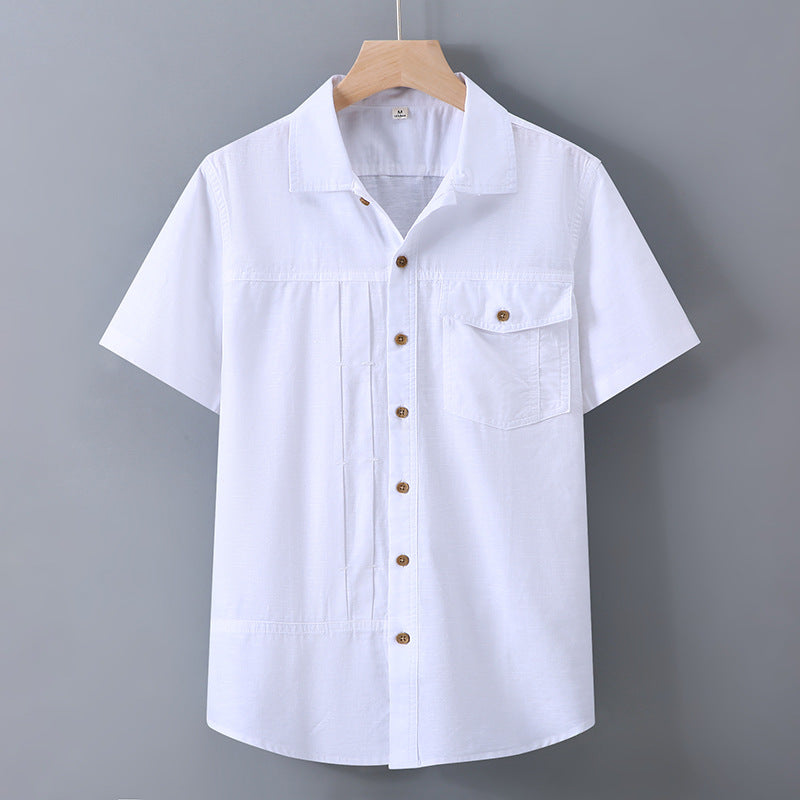 Linen Vintage Square Neck Short Sleeve Shirt